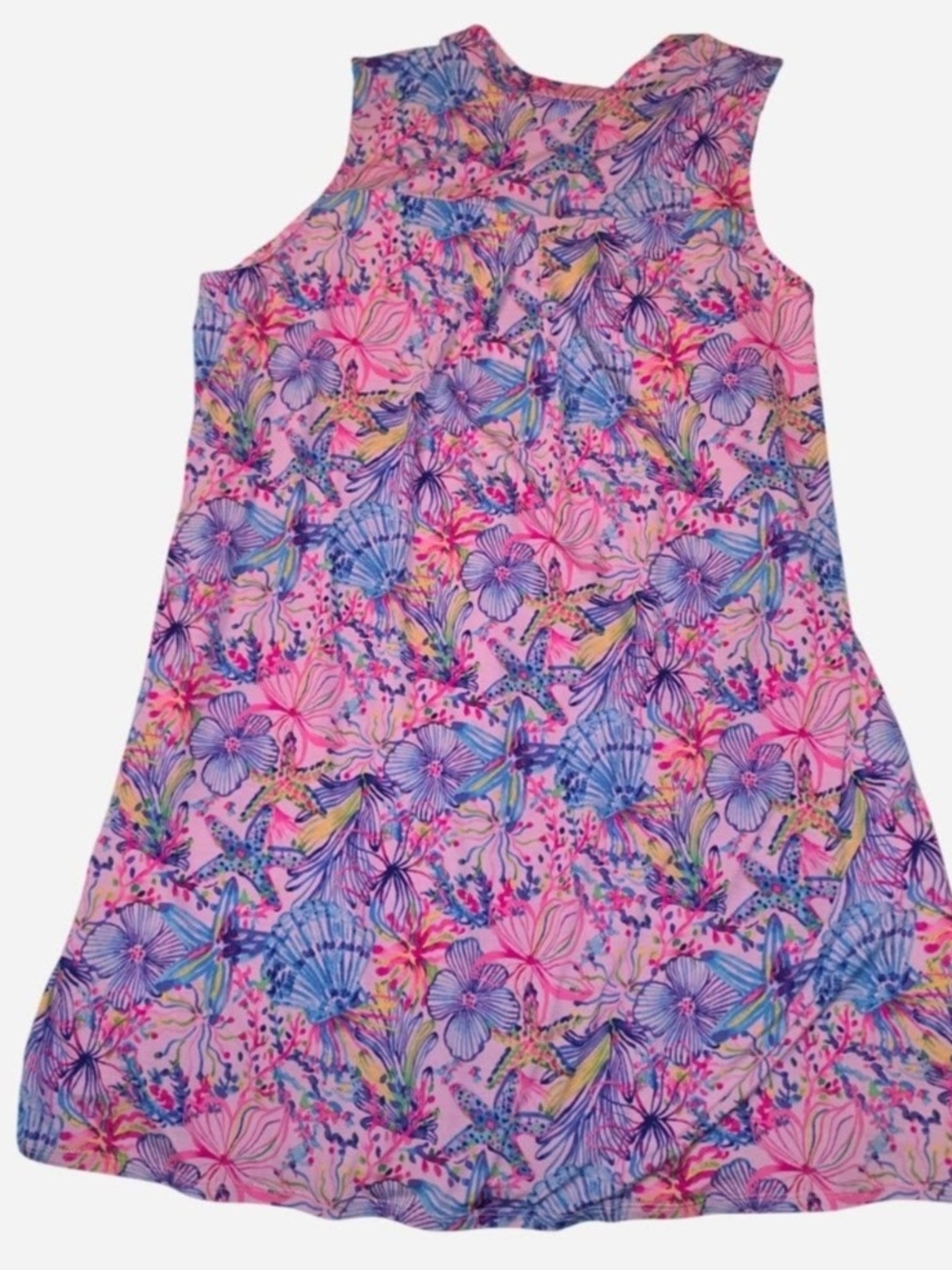 Floral Seashell Pink Sleeveless Tank Dress - Picture 3 of 3
